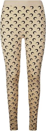 Marine Serre Maanprint Stirrup Leggings - Dames - Leggings - Beige - M - Nylon - Broeken