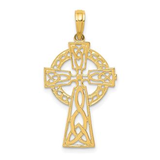 Diamond2Deal 14k Yellow Gold Polished Celtic Cross Pendant