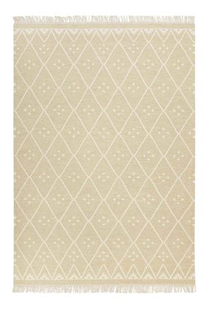 Green Looop Alfombra de algod&oacute;n y lana, tejida a mano en color beige 200x290