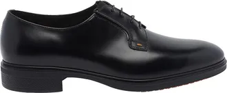 Santoni Black Easy Lace Up Shoes
