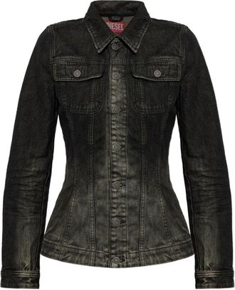 Diesel Silk-Nylon Fitted Jacket with Classic Collar and Flap Pockets