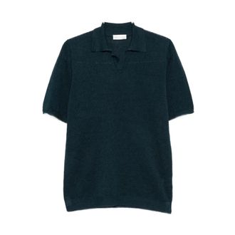 Roberto Collina Polo Shirts, male, Green, Size: 2XL Linen Polo