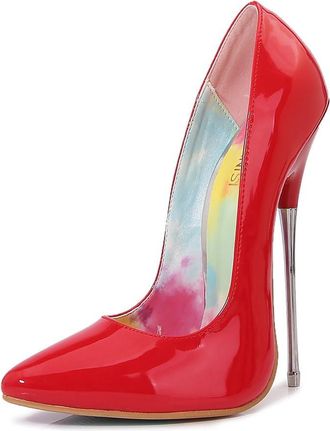 Generic Red,4.5 UK,Womens Slip On Pumps Pointy Closed Toe High Heel 6.3 inch/16cm Party Stiletto Heels Wedding Banquet Prom Dress Shoes