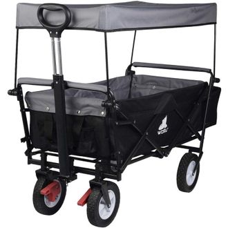 Woltu Woltu - Carrito De Jardin Con Toldo De Protecci&oacute;n Carga Ruedas Con Freno Para Playa Acampada Exteriores M&aacute;x 80 Kg Rojo Ladrillo