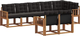 vidaXL Conjunto De Sof&aacute;s De Exterior 8 Uds. Natural Y Negro Vidaxl