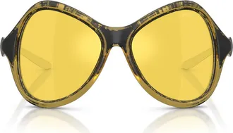 Diesel DL3010U 53mm Mirrored Cat Eye Sunglasses in Yellow Barrelling Metallic at Nordstrom