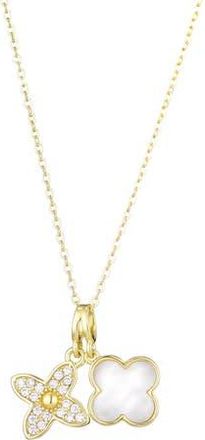 Adornia Pavé CZ Clover Pendant Necklace in White at Nordstrom Rack