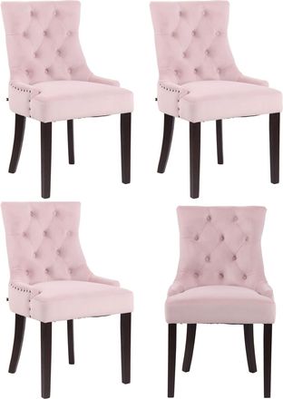 Clp Clp - Juego De 4 Sillas De Comedor Aberdeen En Terciopelo Rosado Antiguo