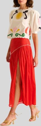 Carolina K Ines Midi Skirt In Red