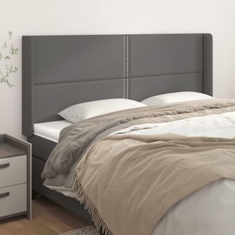 vidaXL Cabecero Con Orejas De Cuero Sint&eacute;tico Gris 203x16x118/128 Cm Vidaxl