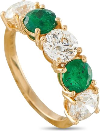 Luxury Bazaar 18K Yellow Gold 2.10ct Diamond and Emerald 5-Stone Ring MF16-062226