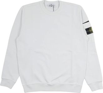 Stone Island Sweatshirts, male, Blue, Size: 2XL Regular Fit Ripstop Pocket Cotton Fleece Crew Neck Sweatshirt
