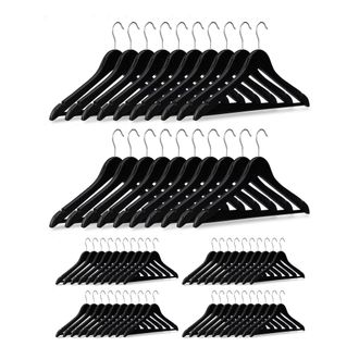 Relaxdays Pack De 60 Perchas Ropa, Colgadores Para Pantalones Y Camisas, Gancho Con Giro De 360&deg;, 23 X 44 X 1 Cm, Negro