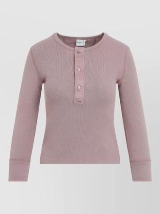 Chlo&eacute; ribbed cotton henley top