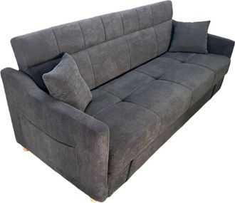 Concept Usine Sof&aacute; cama con caja de pana gris 3 plazas