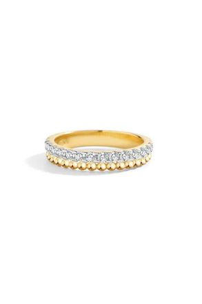 Mint & Lily Beaded Cubic Zirconia Band in 18K Gold Over Sterling Silver at Nordstrom, Size 6