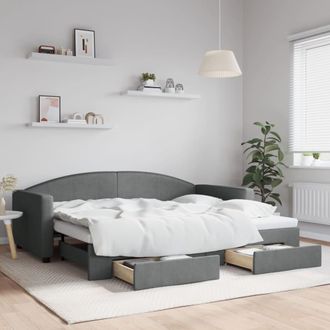 vidaXL Sof&aacute; Cama Nido Con Cajones Tela Gris Oscuro 90x200 Cm Vidaxl