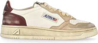 Autry Witte Leren Sneakers met Contrasterende Details - Dames - Sneakers - Veelkleurig - 39 EU - Leer - Schoenen