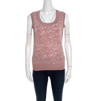 Escada Dark Tender Rose Floral Jacquard Knit Sleeveless Shela Top