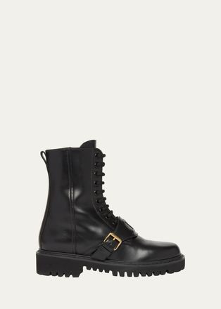 Valentino Garavani VLogo Leather Combat Boots