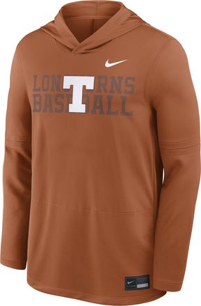 Nike Texas Dugout Nike Mens Dri-FIT College Long-Sleeve Hooded Top in Orange | 03B981FTXE-ZM1