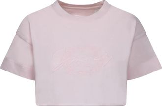 Givenchy Roze Geborduurde Crop T-Shirt - Dames - T-shirts - Roze - M - Katoen - Tops
