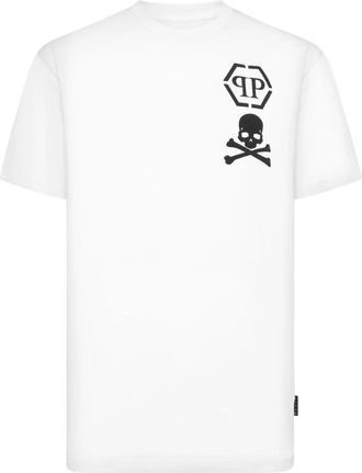 Philipp Plein T-Shirt V-Neck Skull&Bones - Heren - T-shirts - Wit - S - Katoen - Tops