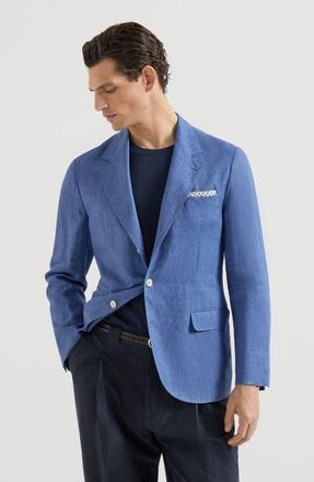 Brunello Cucinelli Linen unconstructed blazer in Denim at Nordstrom, Size 46 It