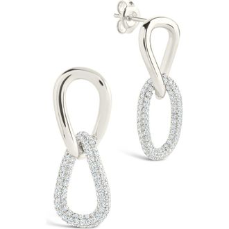 Sterling Forever Taissa Cubic Zirconia Chain Drop Earrings in Silver at Nordstrom