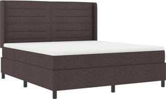 vidaXL vidaXL Box Spring Bed with Mattress - Dark Brown, 180x200 cm, Fabric