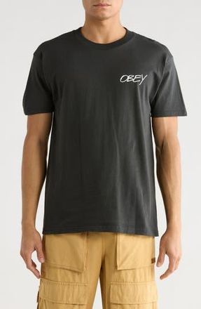 Obey Poppies Graphic T-Shirt in Vintage Black at Nordstrom Rack, Size Medium