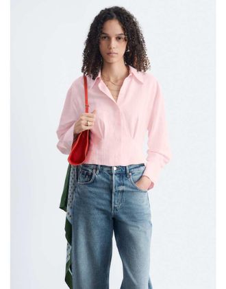 & Other Stories camicia in puro cotone con dettaglio stringivita rosa chiaro
