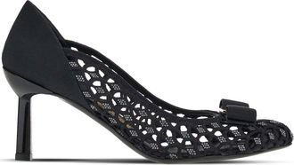 Ferragamo 70mm Vara bow pump shoes - women - Fabric/Lambskin/Goat Skin/Crystal/Leather - 4C - Black