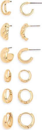 Nordstrom Rack 6-Pack Huggie Hoop Earrings in Gold at Nordstrom Rack