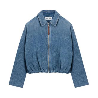 Loewe Bomber Jackets, female, Blue, Size: S Draped Jacket