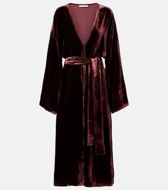 Asceno Belted velvet midi dress