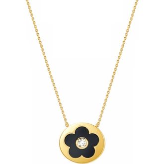 Gabi Rielle Flower Disc Pendant Necklace in Gold/black at Nordstrom Rack, Size 14