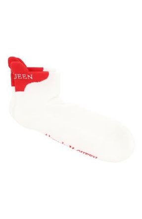 McQ by Alexander McQueen Knit Ankle Socks in White Red at Nordstrom Rack