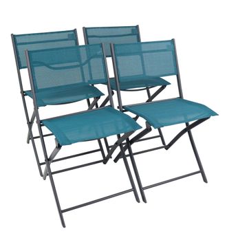 VCM Vcm - Set De 4 Sillas De Jard&iacute;n Silla Plegable Dimensiones Aprox. Al. 79 X An. 45 X P. 46 Cm Silla De Camping Muebles De Jard&iacute;n - Sumila (turquesa)