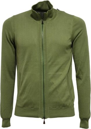 Alpha Studio Groene Katoenen Volledige Rits Sweater - Heren - Vesten - Groen - S - Katoen - Truien & Vesten