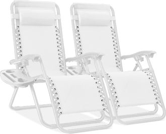 Best Choice Products Set of 2 Zero Gravity Lounge Chair Recliners for Patio, Pool w/ Cup Holder Tray