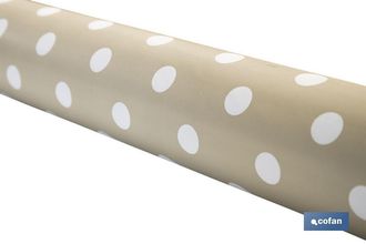 cofan Cofan - Rollo De Mantel Antimanchas De Lunares Beige 1,40 X 20 M