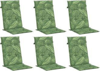 vidaXL Vidaxl - Cojines De Silla De Respaldo Alto 6 Uds Tela Estampado De Hojas