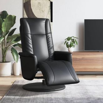 vidaXL Sill&oacute;n Reclinable Con Reposapi&eacute;s Cuero Sint&eacute;tico Negro Vidaxl