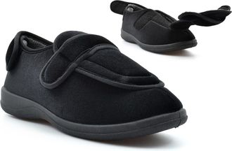 Generic Womens Wide Fit Slippers Ladies Comfort Slippers Size 7 Womens Wide Slipper Size 9 Ladies Comfort Slipper Touch Fastening Memory Foam Sizes 3-9 Black 