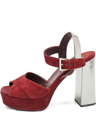 Prada 130mm platform suede sandals - Red