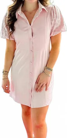 Dolce Cabo Eyelet Sleeve Suede Dress In Pink