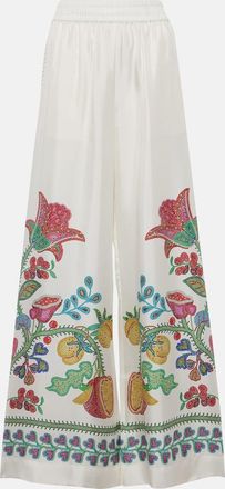 La DoubleJ Printed silk twill wide-leg pants