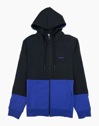 HUGO BOSS Mens Hugo Boss Saggy 1 Embroidered Logo Zip Up Sweatshirt Black 001 - Size: 40/Regular