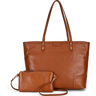OLD TREND Camellia Medium Reversible Leather Tote in Cognac at Nordstrom